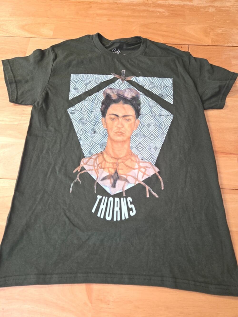 Frida Kahlo Thorns T Shirt Small Olive Gr Graphic Art Tee Cotton Self Portrait